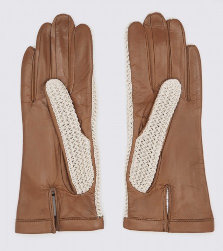 Anni Lambnappa/knit SADDLEBROWN/NATURAL